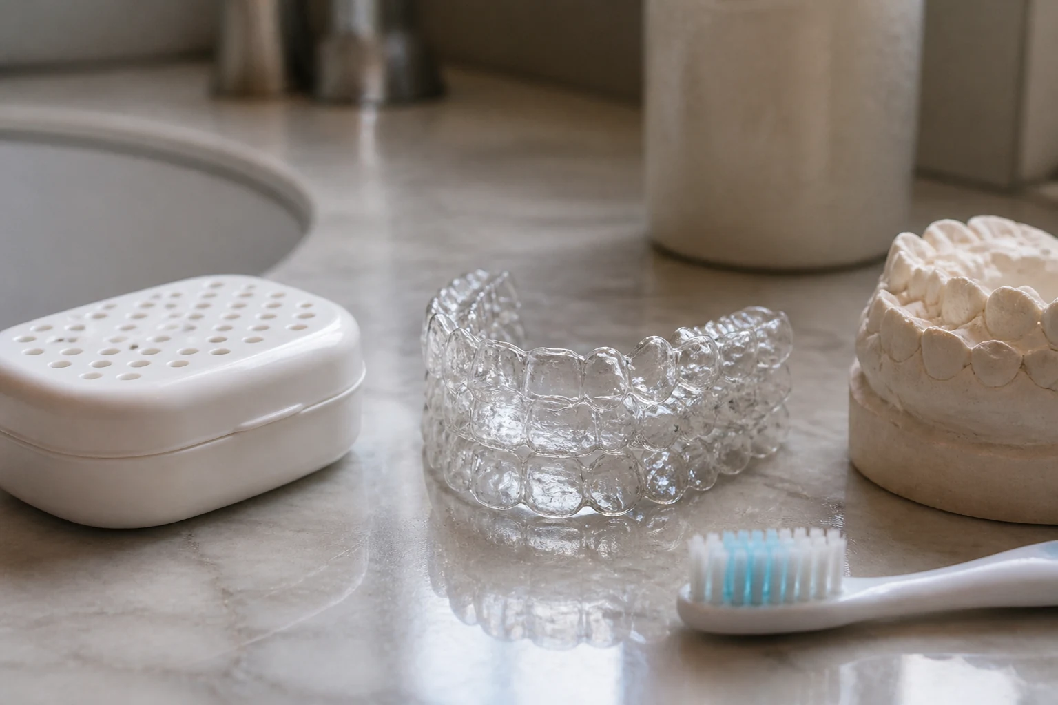 Photographic illustration of Clear aligners equipment and planning context
