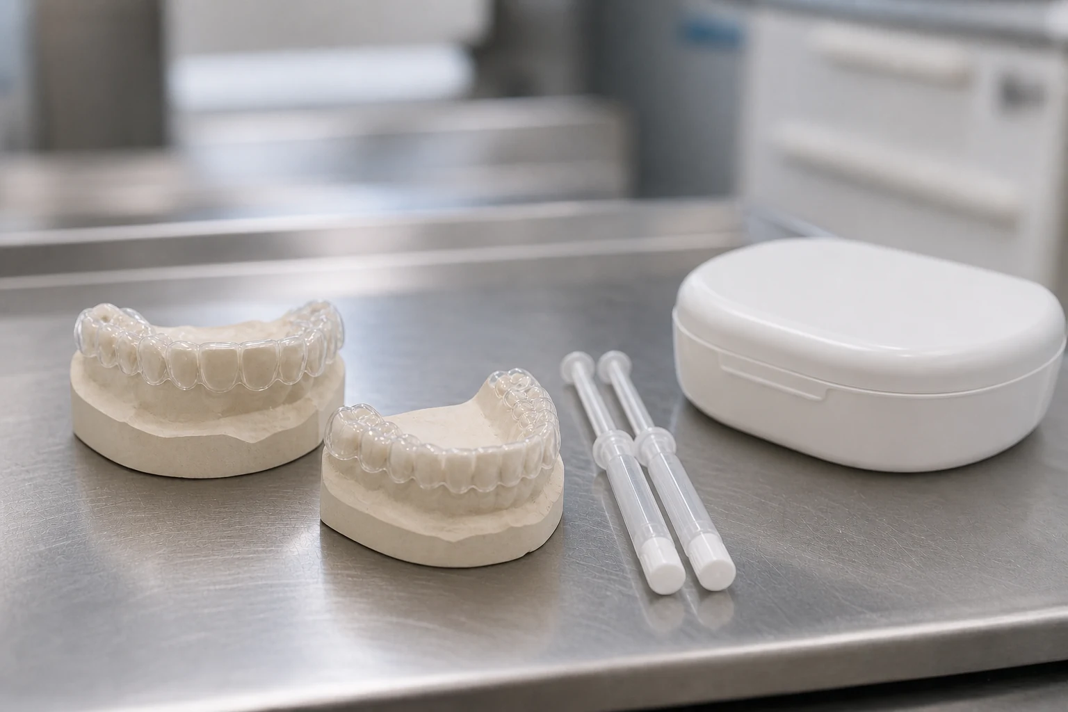 Photographic illustration of Teeth whitening equipment and planning context